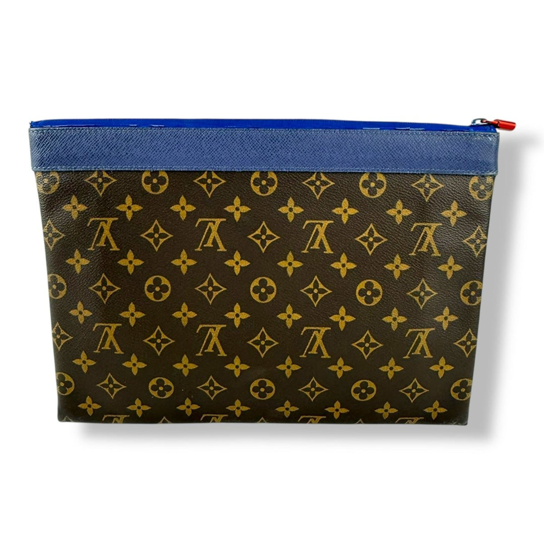 Louis Vuitton Brown/Blue Monogram Pochette Apollo Clutch Pouch - Lux Central