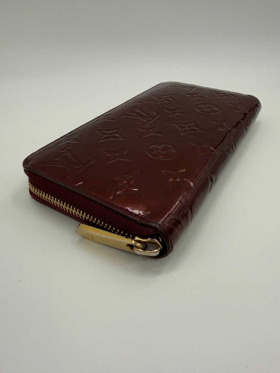 Louis Vuitton Burgundy Monogram Vernis Burgundy Leather Zippy Purse - Lux Central