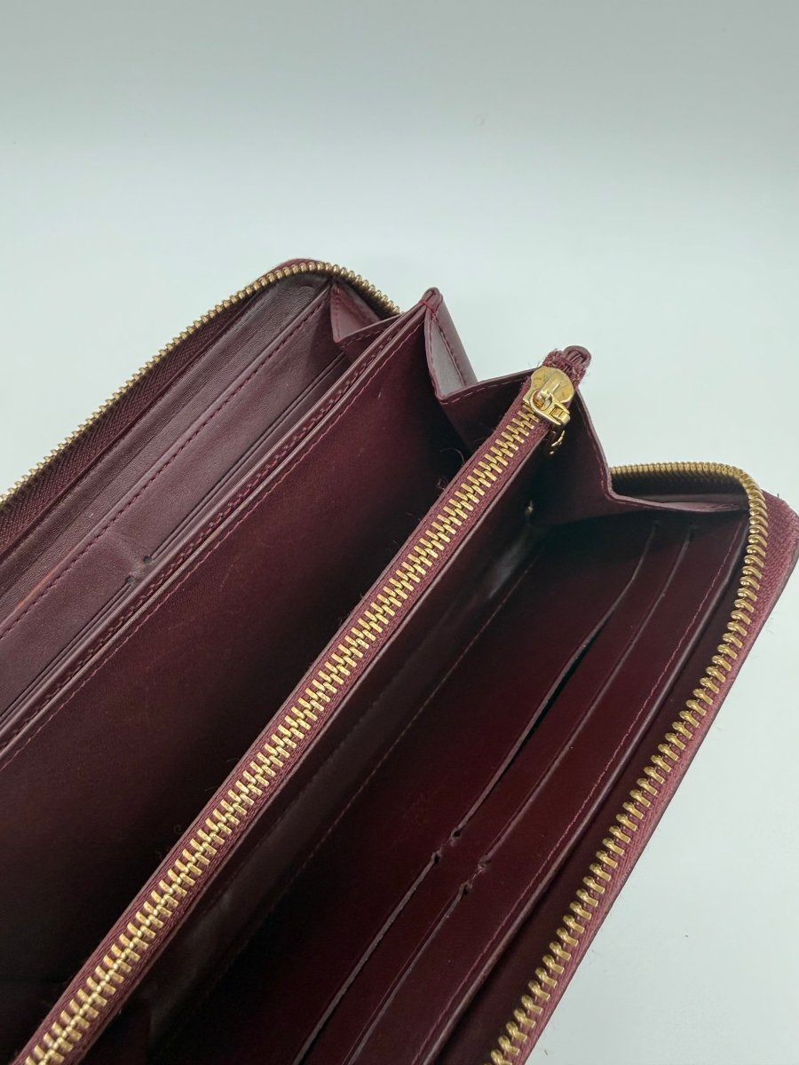 Louis Vuitton Burgundy Monogram Vernis Burgundy Leather Zippy Purse - Lux Central