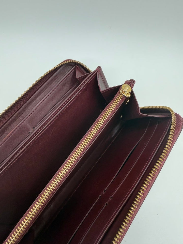Louis Vuitton Burgundy Monogram Vernis Burgundy Leather Zippy Purse - Lux Central