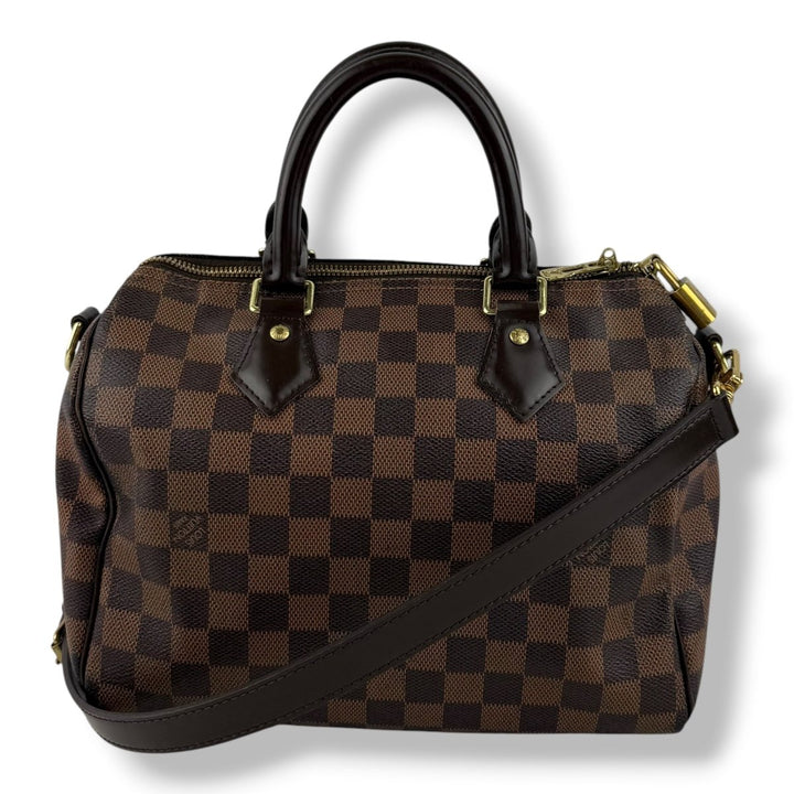Louis Vuitton Damier Ebene Brown Speedy Bandouliere 25 Handbag - Lux Central