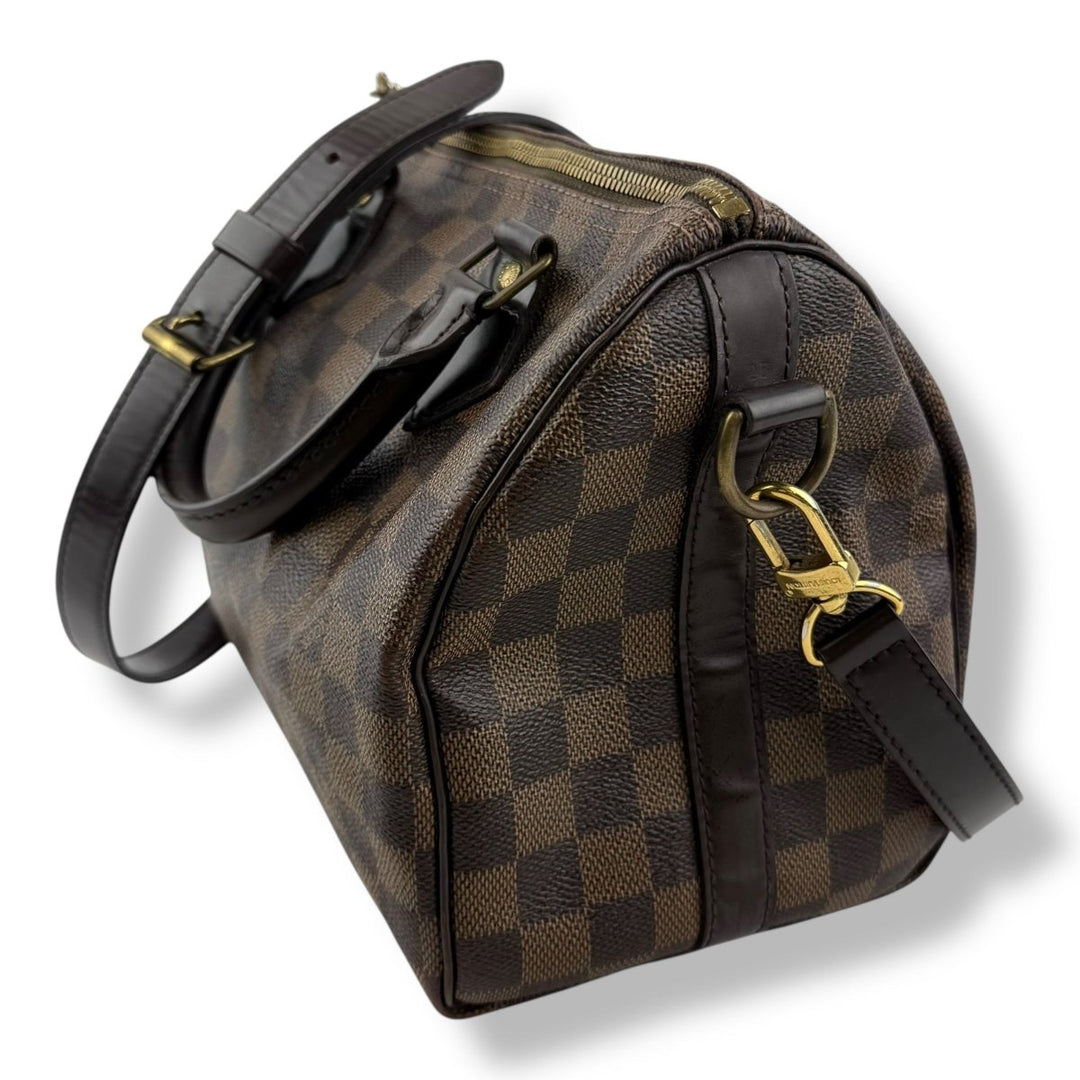 Louis Vuitton Damier Ebene Brown Speedy Bandouliere 25 Handbag - Lux Central