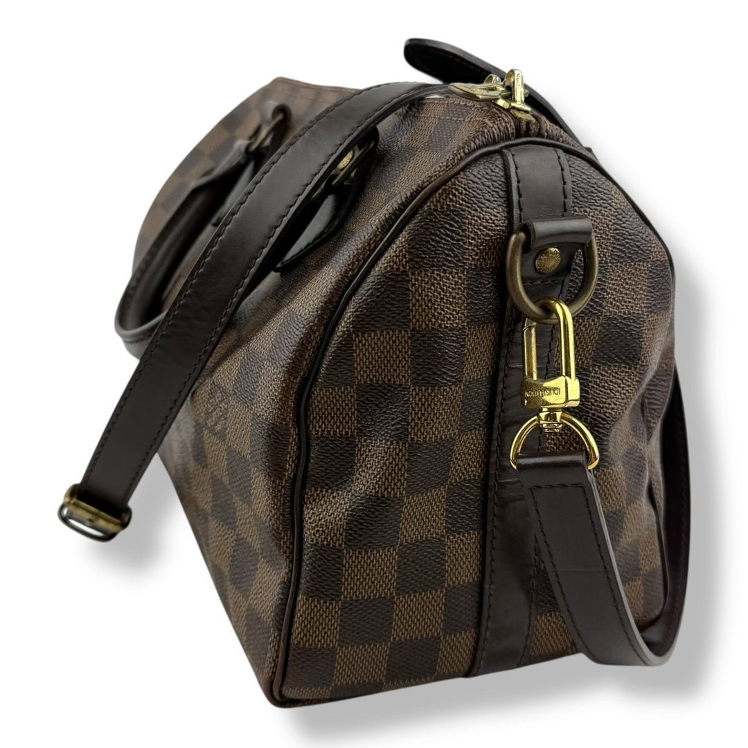 Louis Vuitton Damier Ebene Brown Speedy Bandouliere 25 Handbag - Lux Central