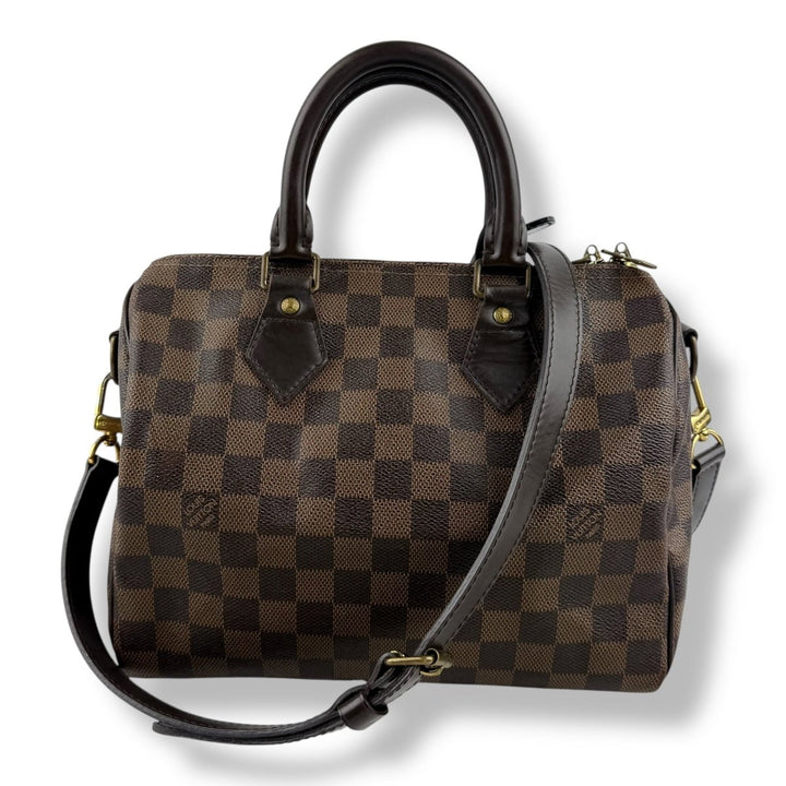 Louis Vuitton Damier Ebene Brown Speedy Bandouliere 25 Handbag - Lux Central