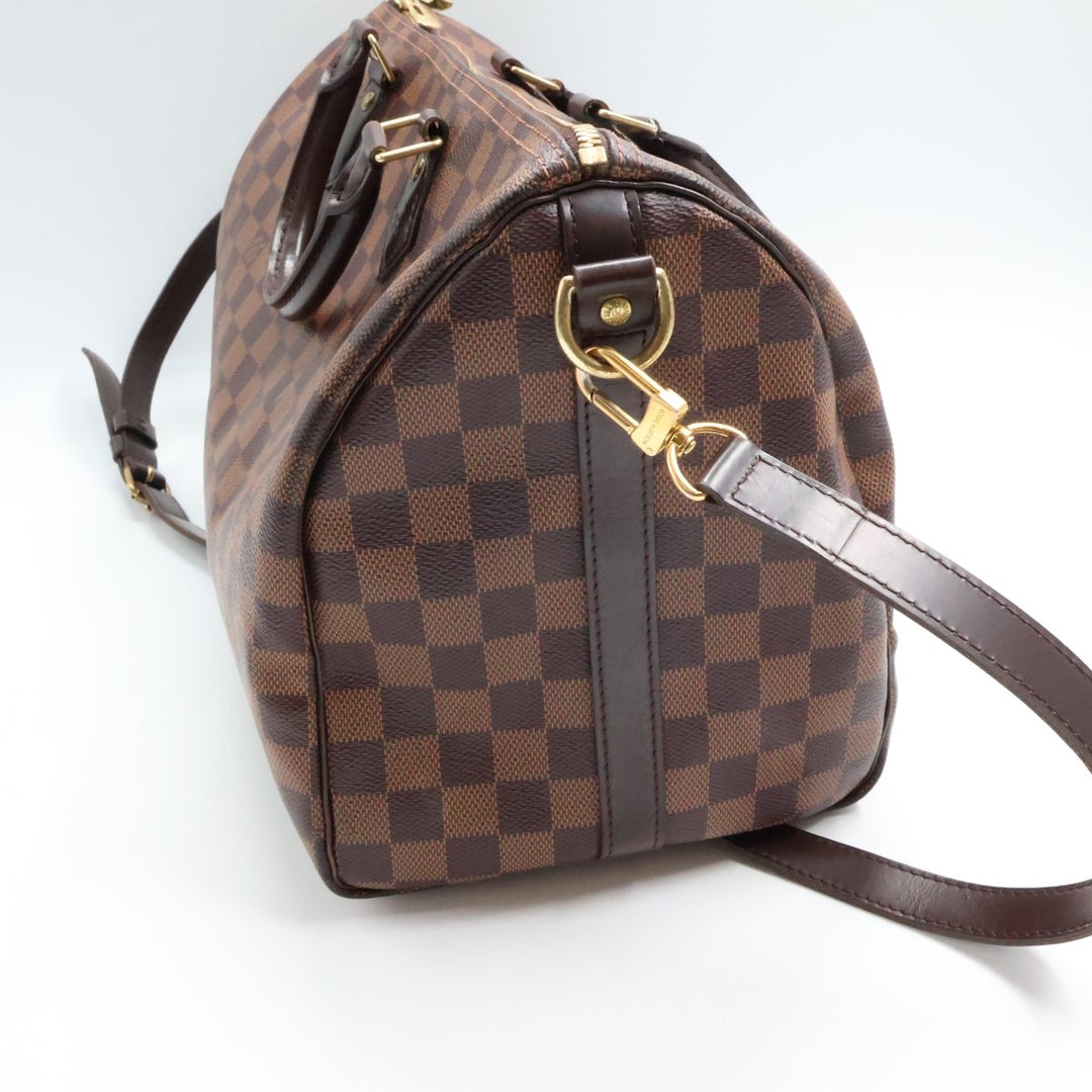 Louis Vuitton Damier Ebene Brown Speedy Bandouliere 35 Handbag - Lux Central