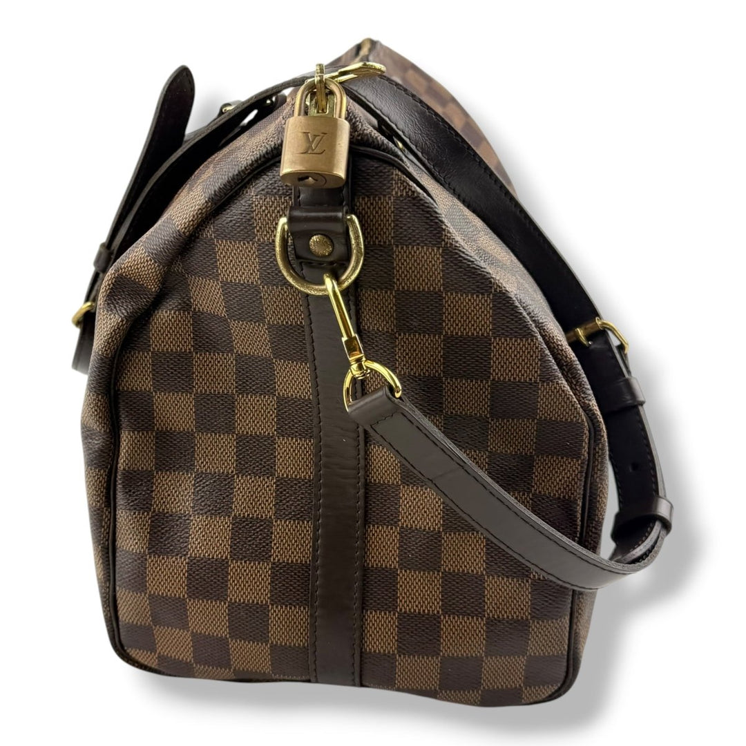 Louis Vuitton Damier Ebene Brown Speedy Bandouliere 35 Handbag - Lux Central