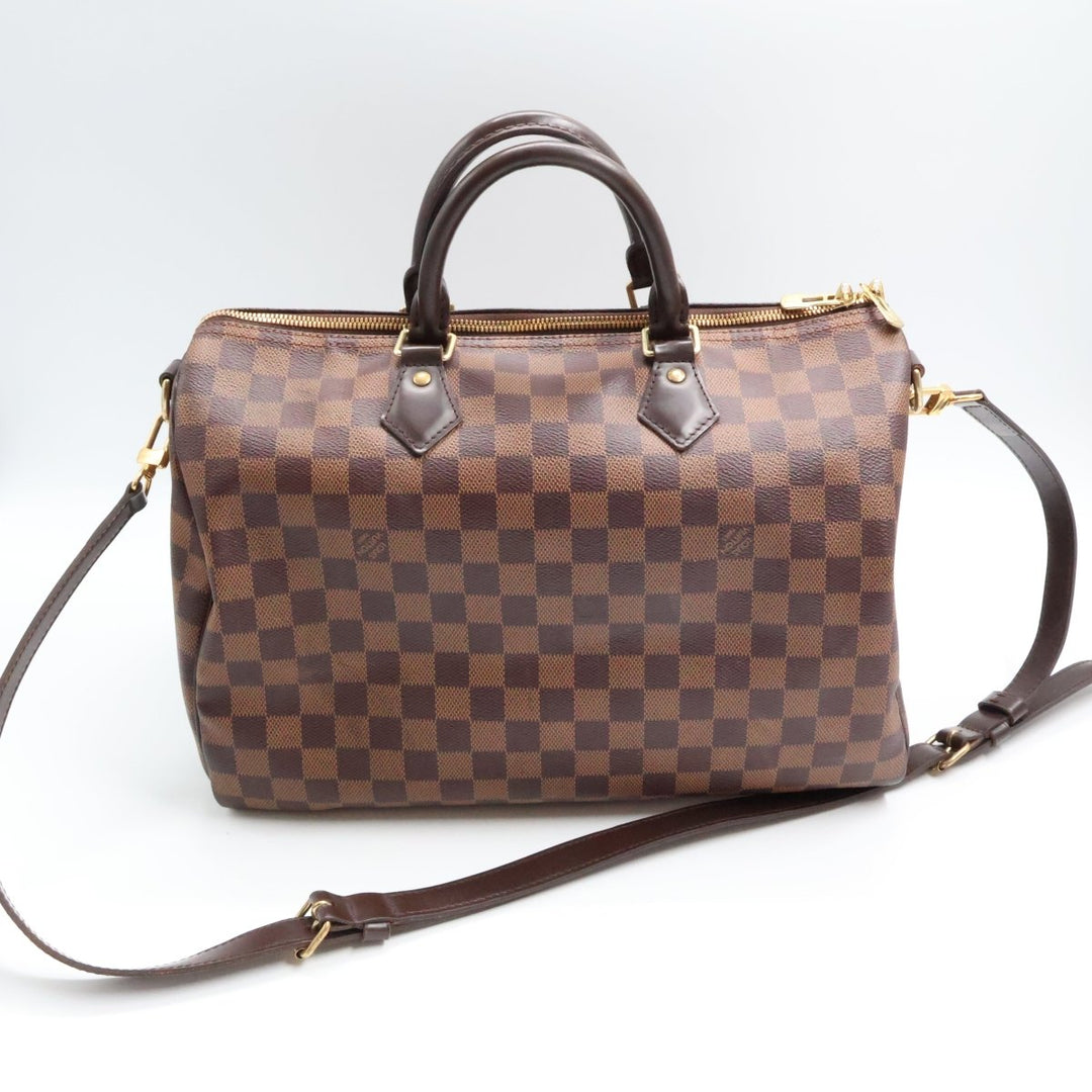 Louis Vuitton Damier Ebene Brown Speedy Bandouliere 35 Handbag - Lux Central