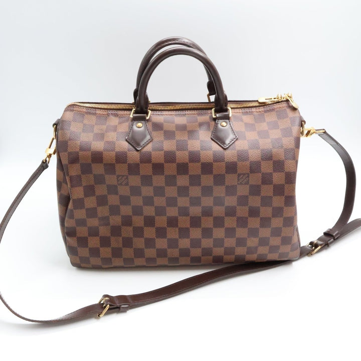 Louis Vuitton Damier Ebene Brown Speedy Bandouliere 35 Handbag - Lux Central