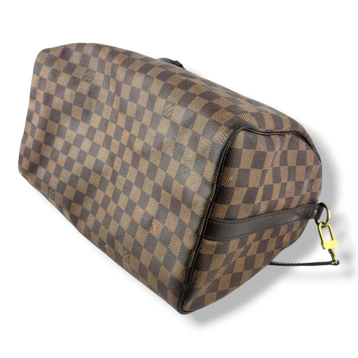 Louis Vuitton Damier Ebene Brown Speedy Bandouliere 35 Handbag - Lux Central
