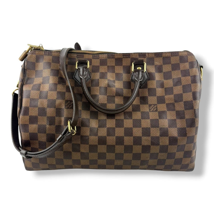 Louis Vuitton Damier Ebene Brown Speedy Bandouliere 35 Handbag - Lux Central
