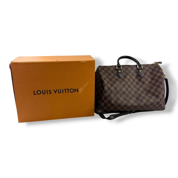 Louis Vuitton Damier Ebene Brown Speedy Bandouliere 35 Handbag - Lux Central