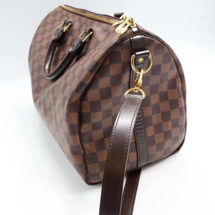 Louis Vuitton Damier Ebene Brown Speedy Bandouliere 35 Handbag - Lux Central