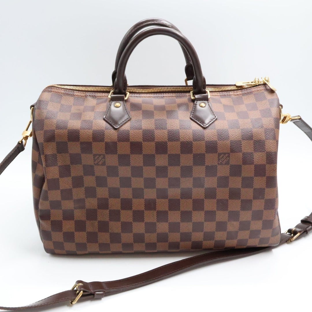 Louis Vuitton Damier Ebene Brown Speedy Bandouliere 35 Handbag - Lux Central