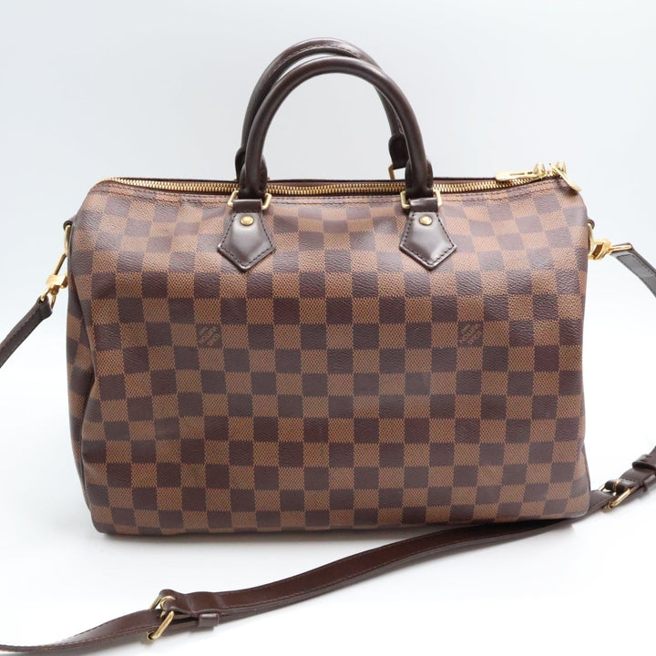 Louis Vuitton Damier Ebene Brown Speedy Bandouliere 35 Handbag - Lux Central