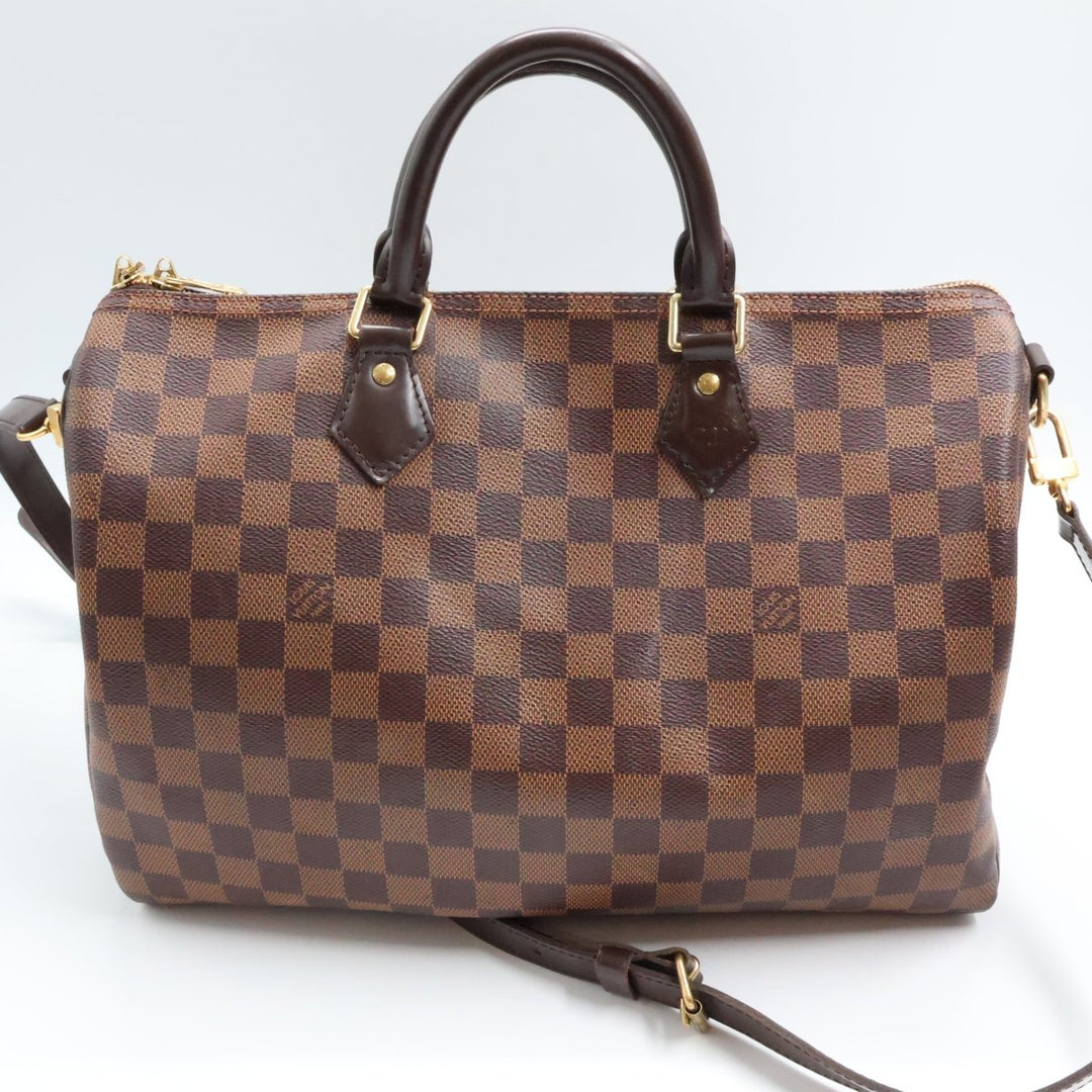 Louis Vuitton Damier Ebene Brown Speedy Bandouliere 35 Handbag - Lux Central