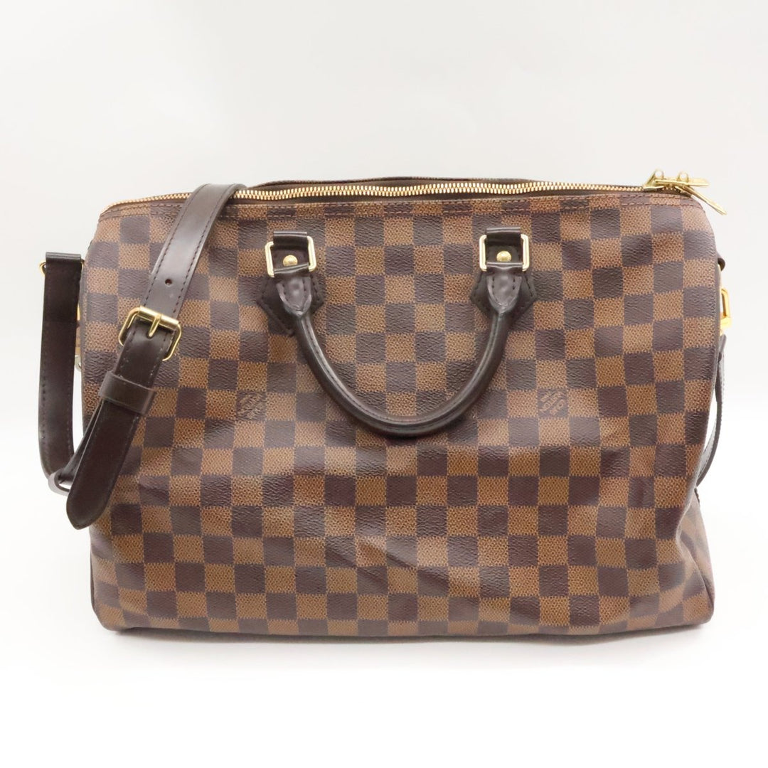 Louis Vuitton Damier Ebene Brown Speedy Bandouliere 35 Handbag - Lux Central
