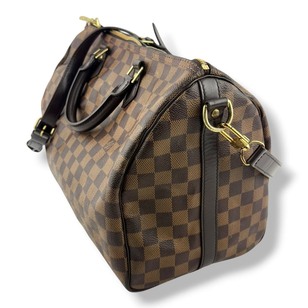 Louis Vuitton Damier Ebene Brown Speedy Bandouliere 35 Handbag - Lux Central