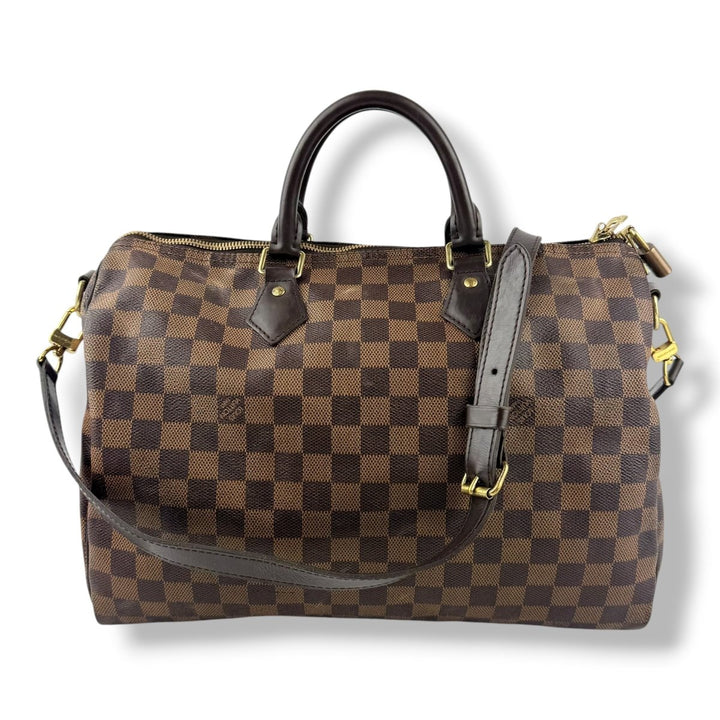 Louis Vuitton Damier Ebene Brown Speedy Bandouliere 35 Handbag - Lux Central