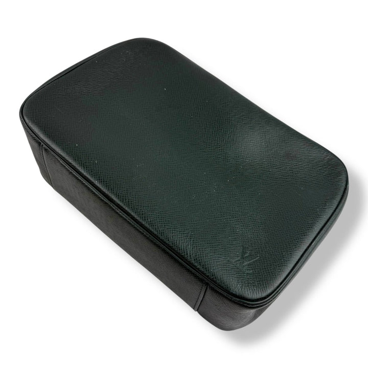 Louis Vuitton Dark Green Leather Taiga Toiletry Wash Bag - Lux Central