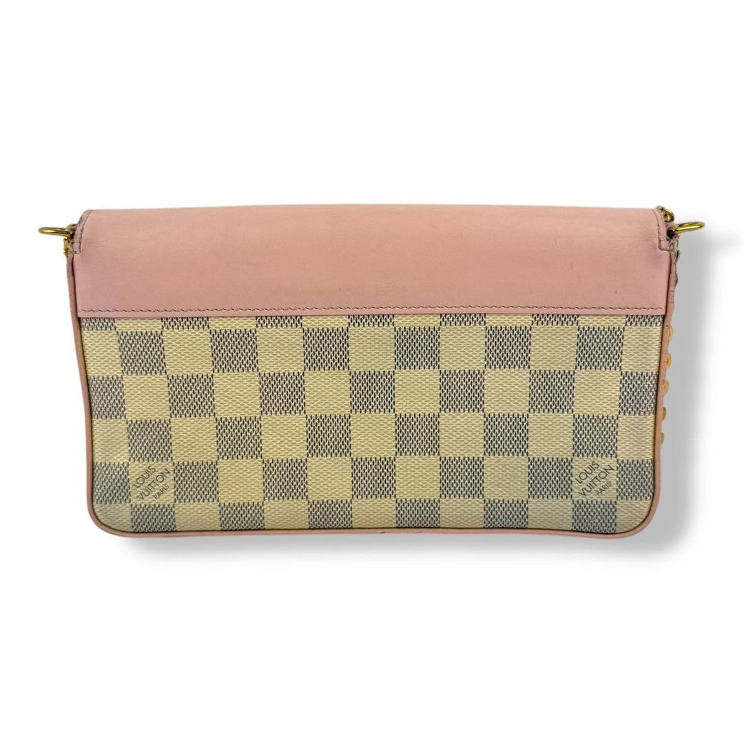 Louis Vuitton Felicie Pochette Damier Azur (eu de rose leather flap) Handbag - Lux Central