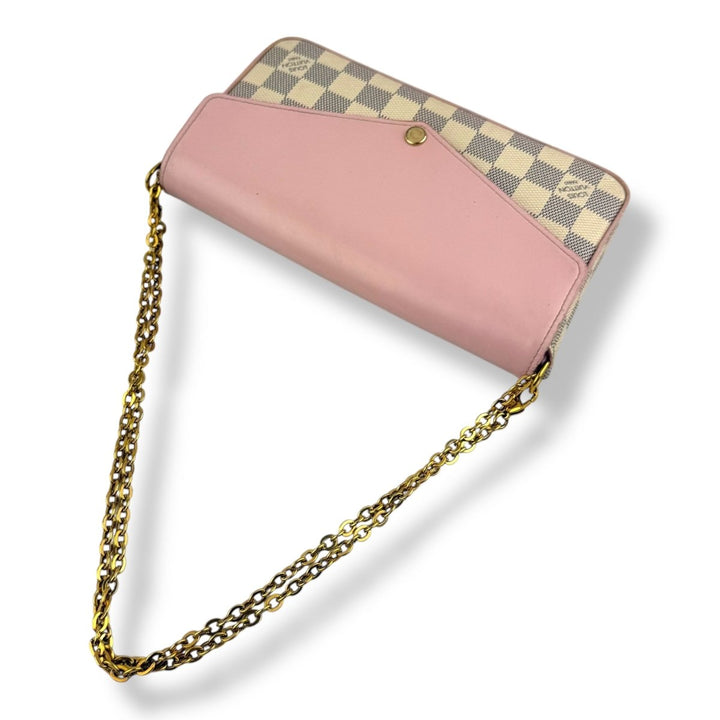 Louis Vuitton Felicie Pochette Damier Azur (eu de rose leather flap) Handbag - Lux Central