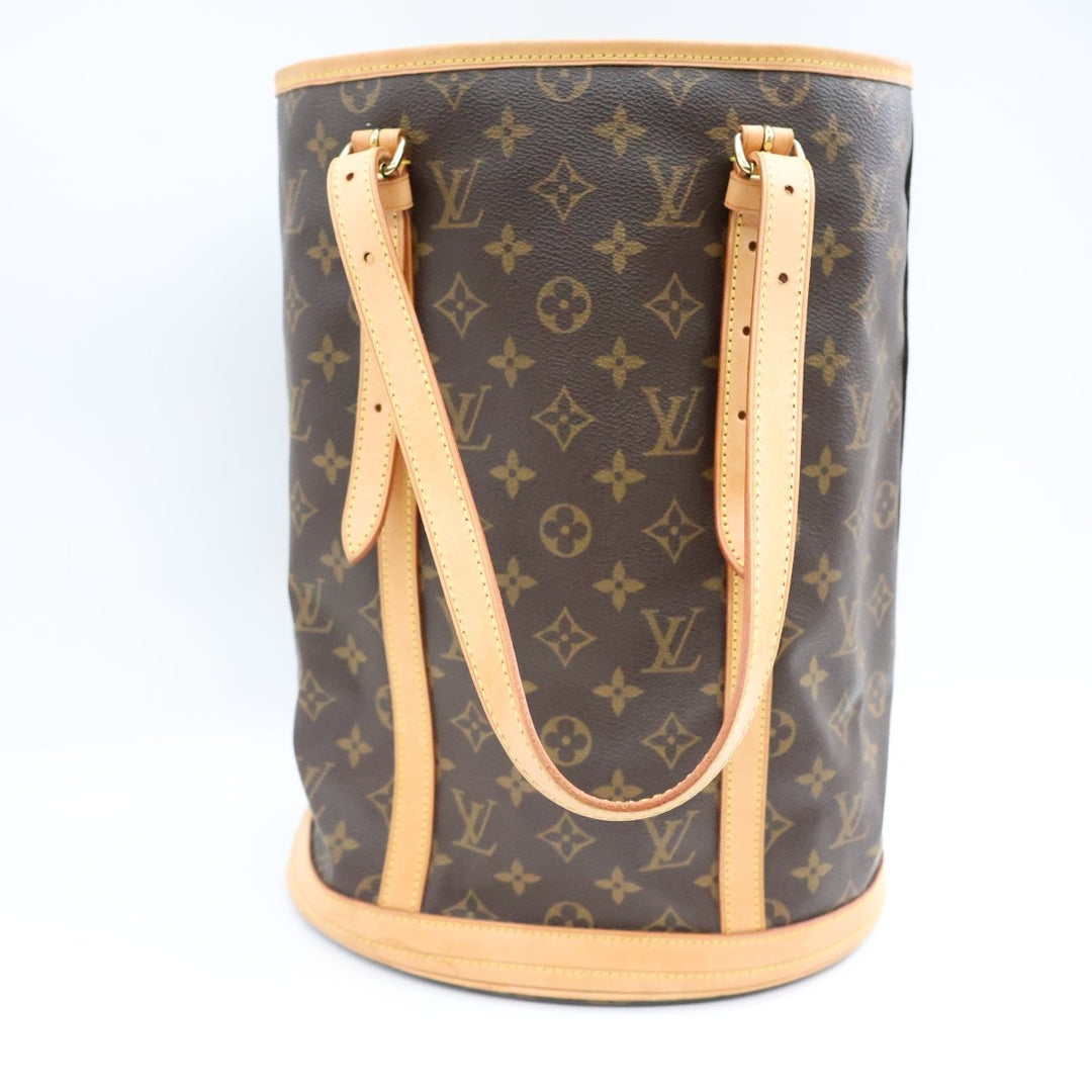 Louis Vuitton GM Bucket Tote Brown Monogram Handbag - Lux Central