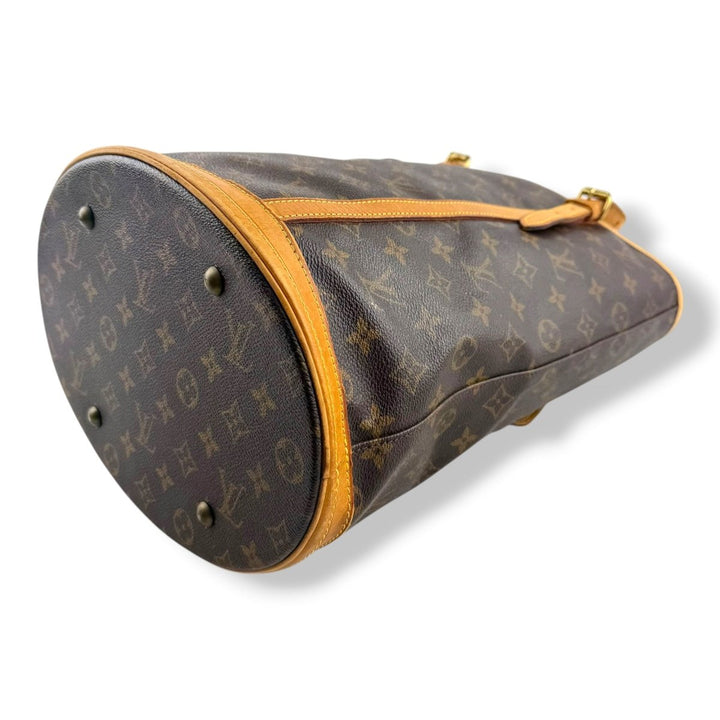 Louis Vuitton GM Bucket Tote Brown Monogram Handbag - Lux Central