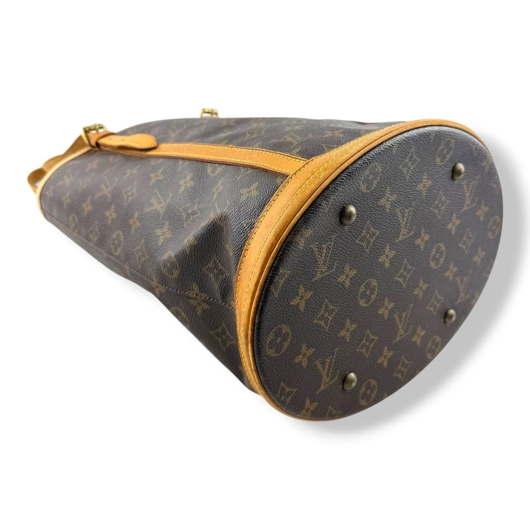 Louis Vuitton GM Bucket Tote Brown Monogram Handbag - Lux Central