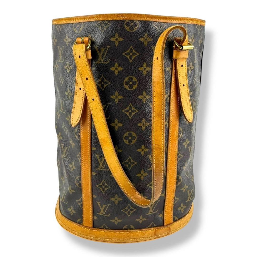 Louis Vuitton GM Bucket Tote Brown Monogram Handbag - Lux Central