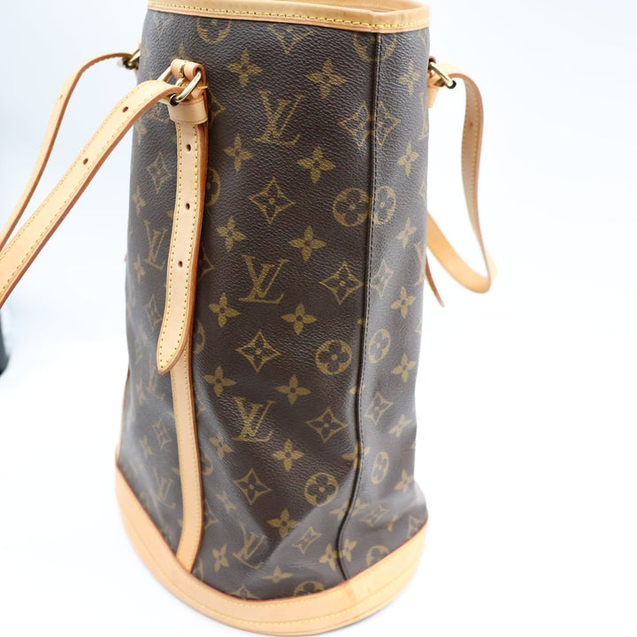 Louis Vuitton GM Bucket Tote Brown Monogram Handbag - Lux Central