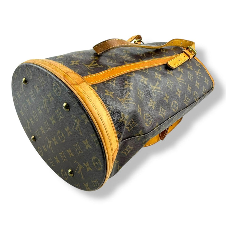 Louis Vuitton GM Bucket Tote Brown Monogram Handbag - Lux Central