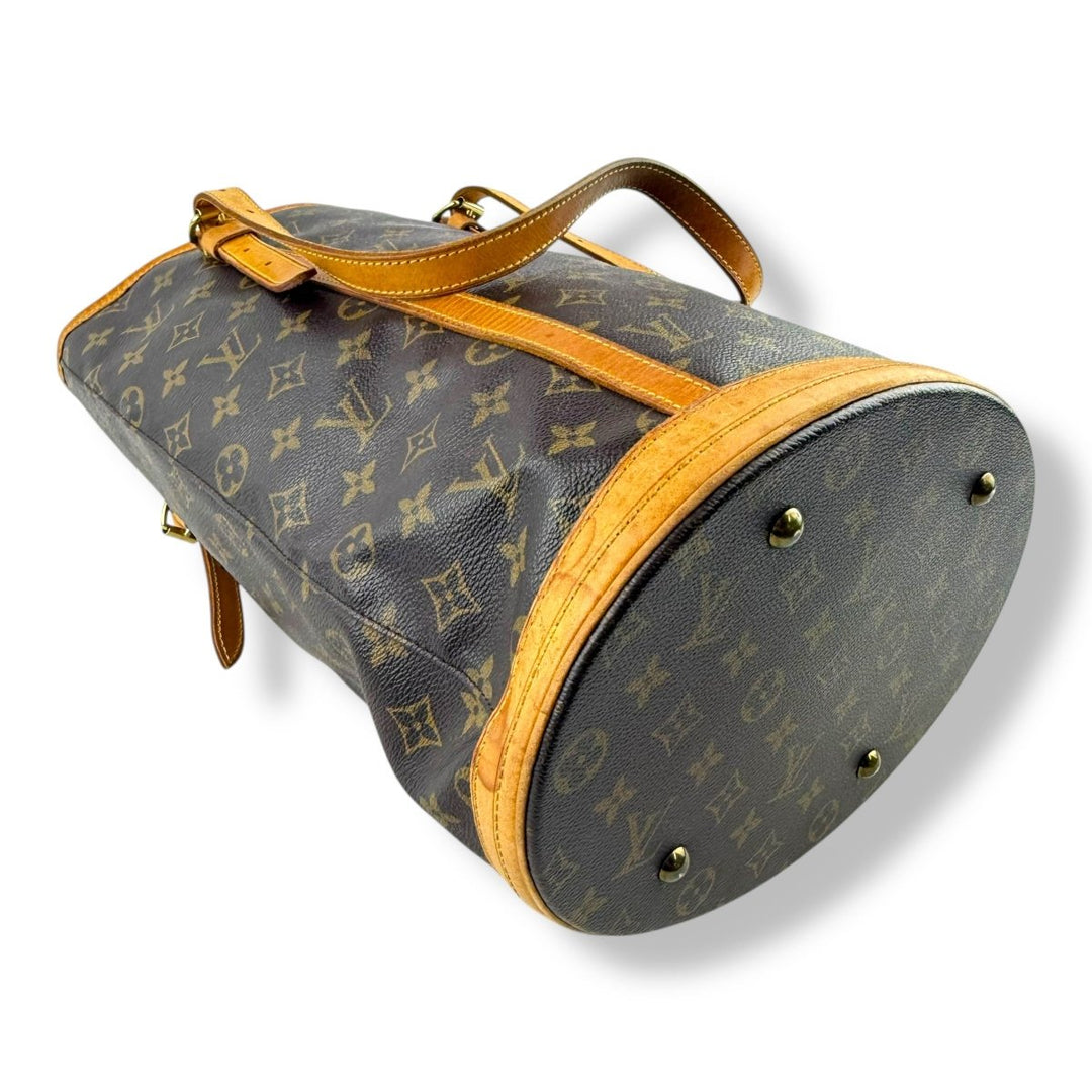Louis Vuitton GM Bucket Tote Brown Monogram Handbag - Lux Central