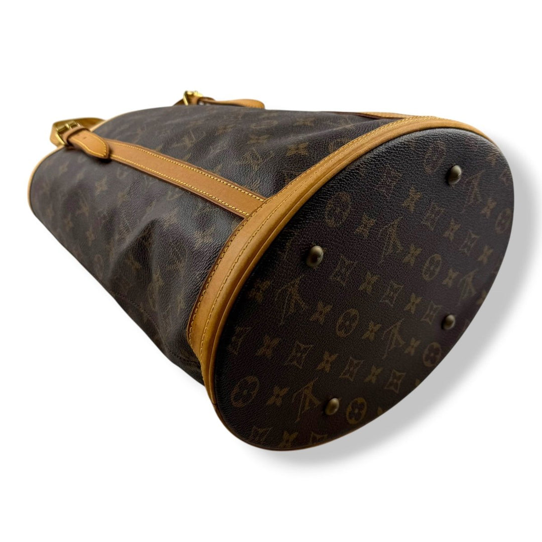 Louis Vuitton GM Bucket Tote Brown Monogram Handbag - Lux Central