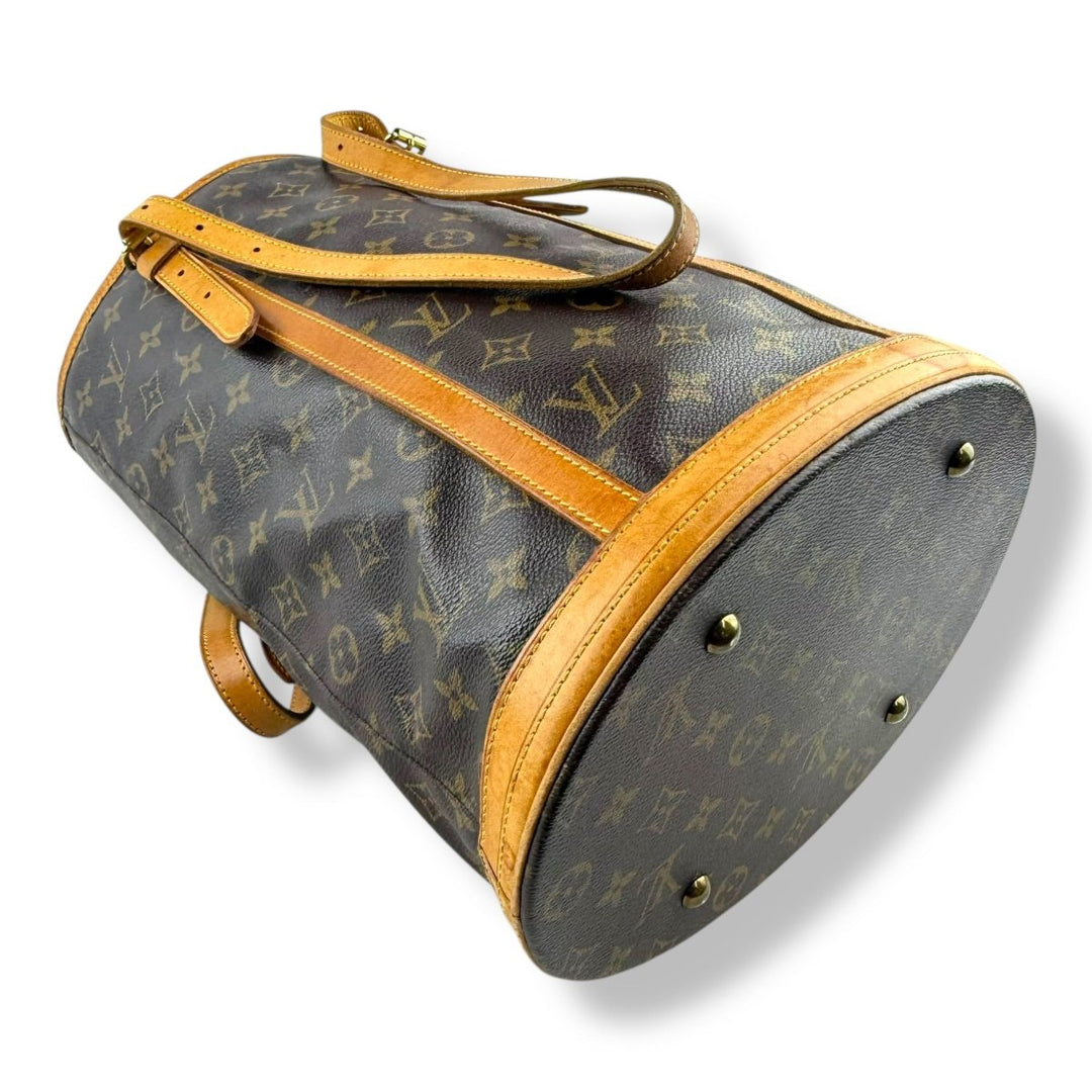 Louis Vuitton GM Bucket Tote Brown Monogram Handbag - Lux Central