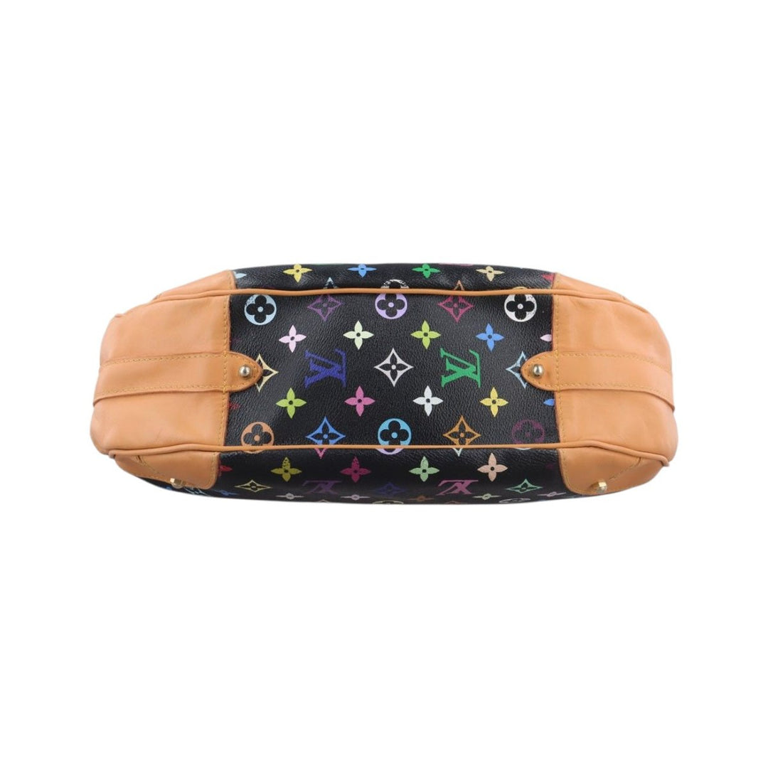 Louis Vuitton Greta Shoulder Bag Small Black Canvas Leather Murakami - Lux Central