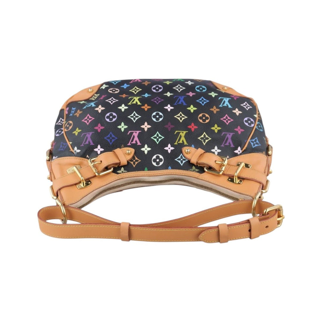 Louis Vuitton Greta Shoulder Bag Small Black Canvas Leather Murakami - Lux Central