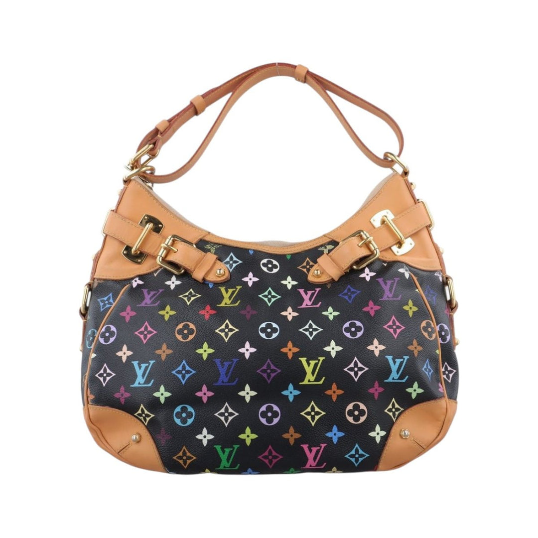 Louis Vuitton Greta Shoulder Bag Small Black Canvas Leather Murakami - Lux Central