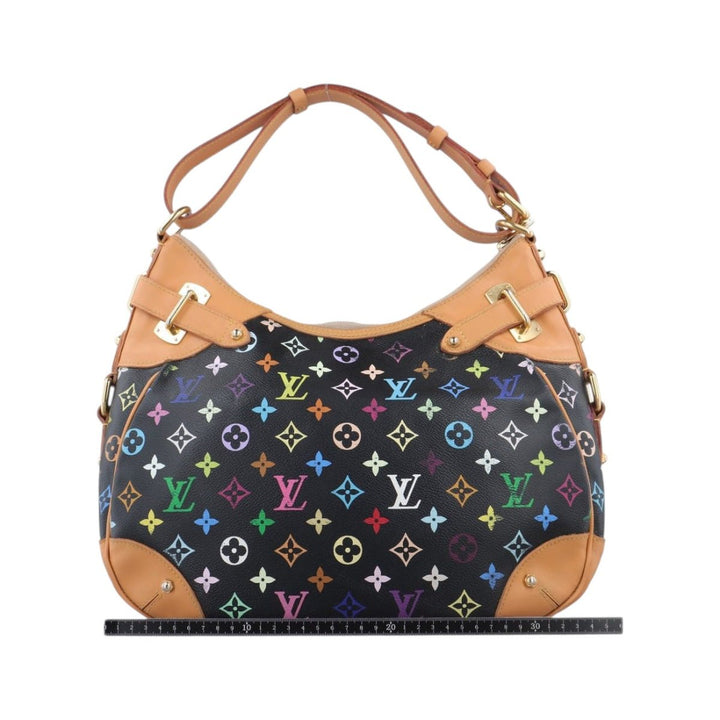 Louis Vuitton Greta Shoulder Bag Small Black Canvas Leather Murakami - Lux Central