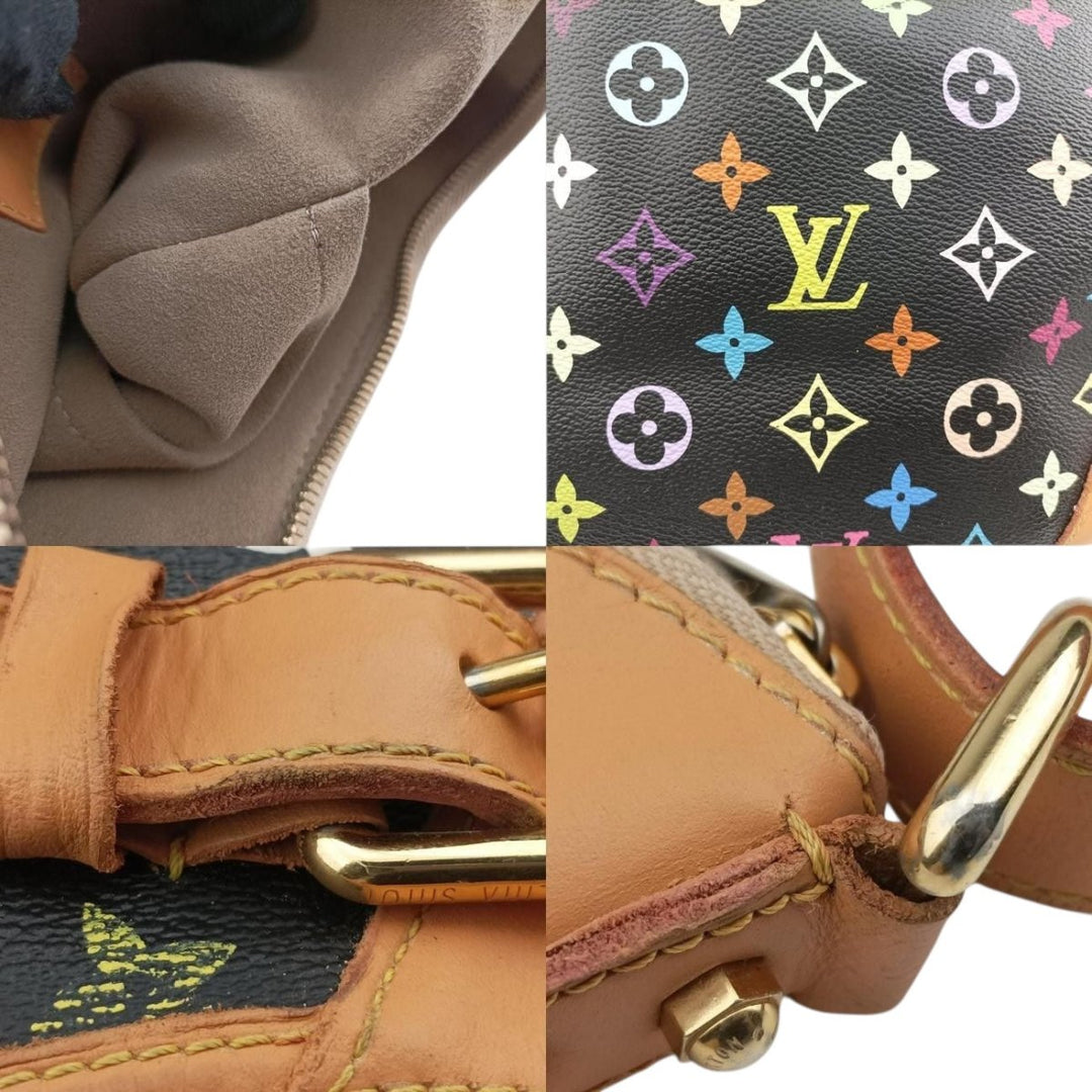Louis Vuitton Greta Shoulder Bag Small Black Canvas Leather Murakami - Lux Central