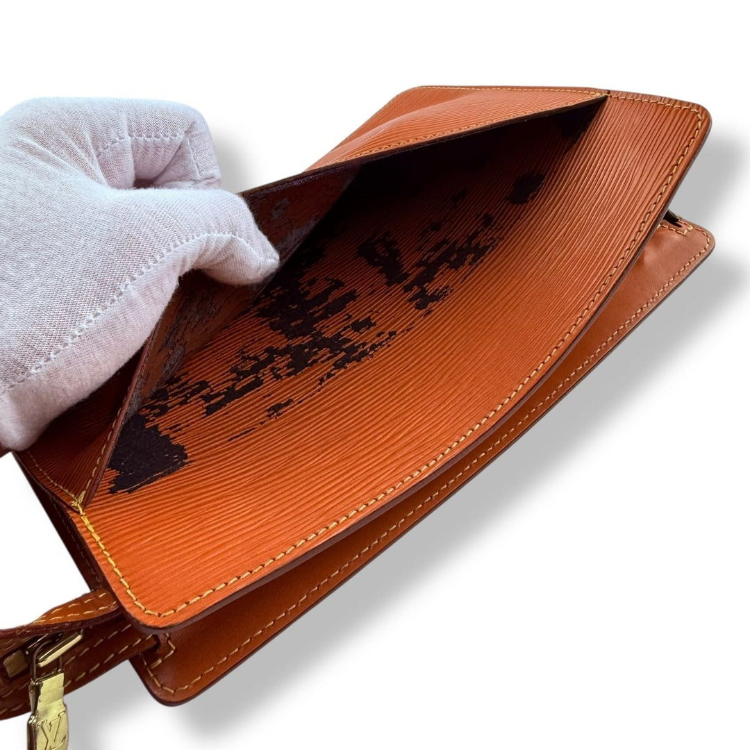 Louis Vuitton Homme Epi Leather Orange Clutch Pouch - Lux Central