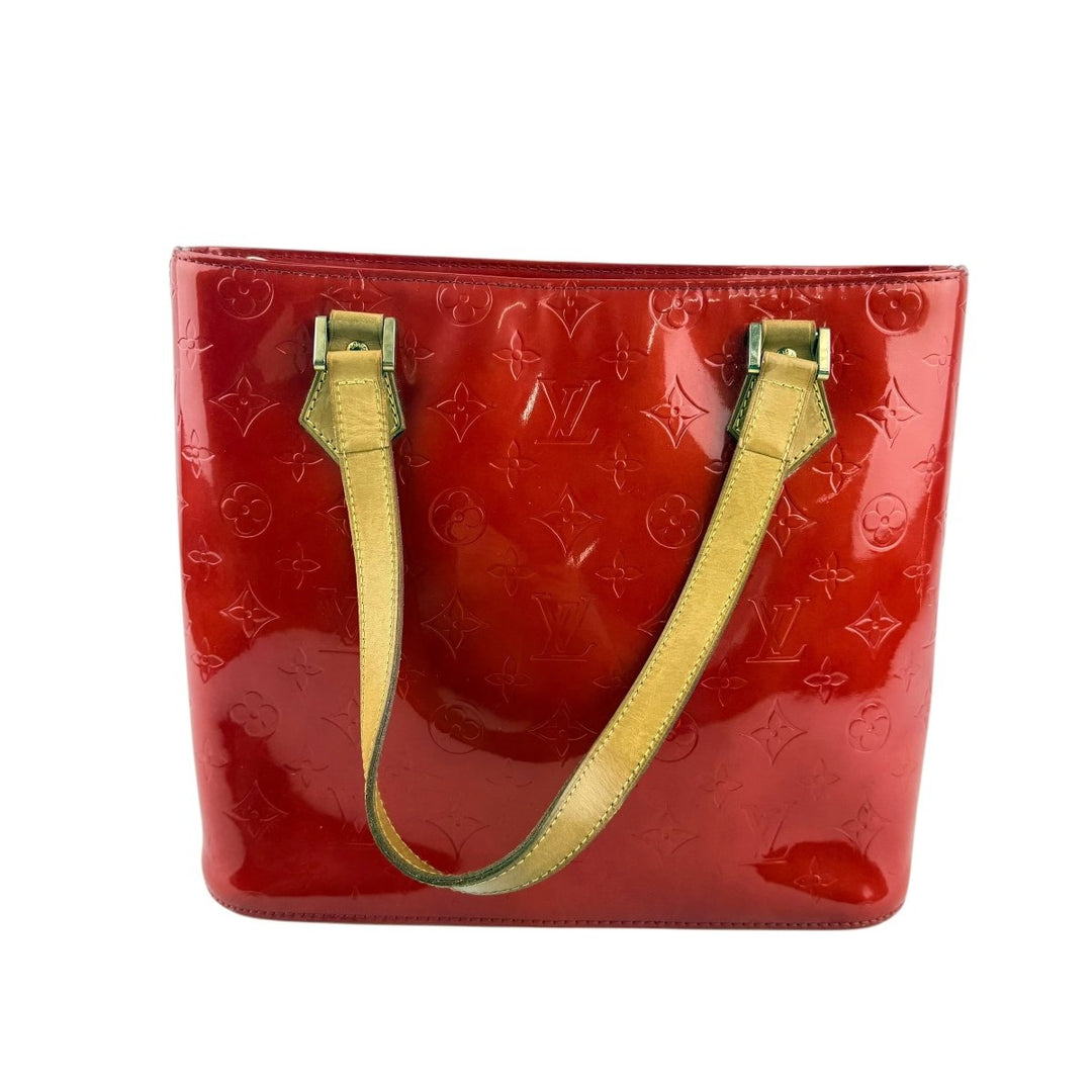 Louis Vuitton Houston MM Red Vernis Patent Leather Tote Bag - Lux Central