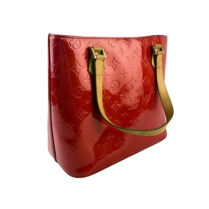 Louis Vuitton Houston MM Red Vernis Patent Leather Tote Bag - Lux Central