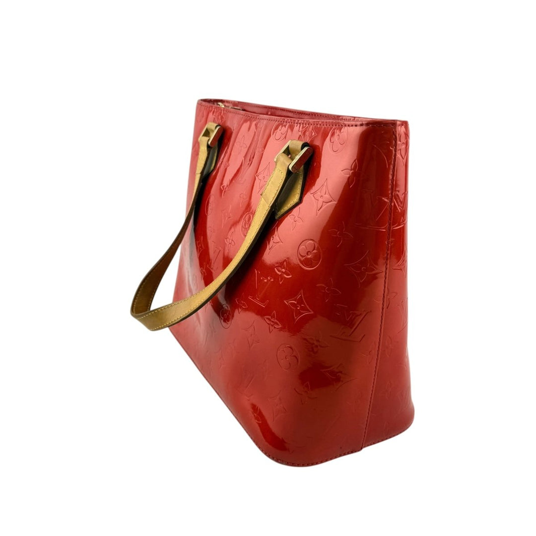 Louis Vuitton Houston MM Red Vernis Patent Leather Tote Bag - Lux Central