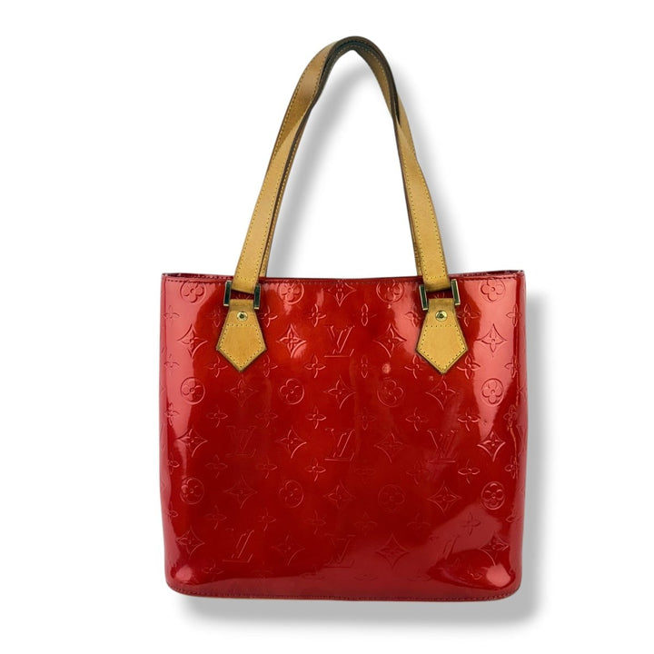 Louis Vuitton Houston MM Red Vernis Patent Leather Tote Bag - Lux Central