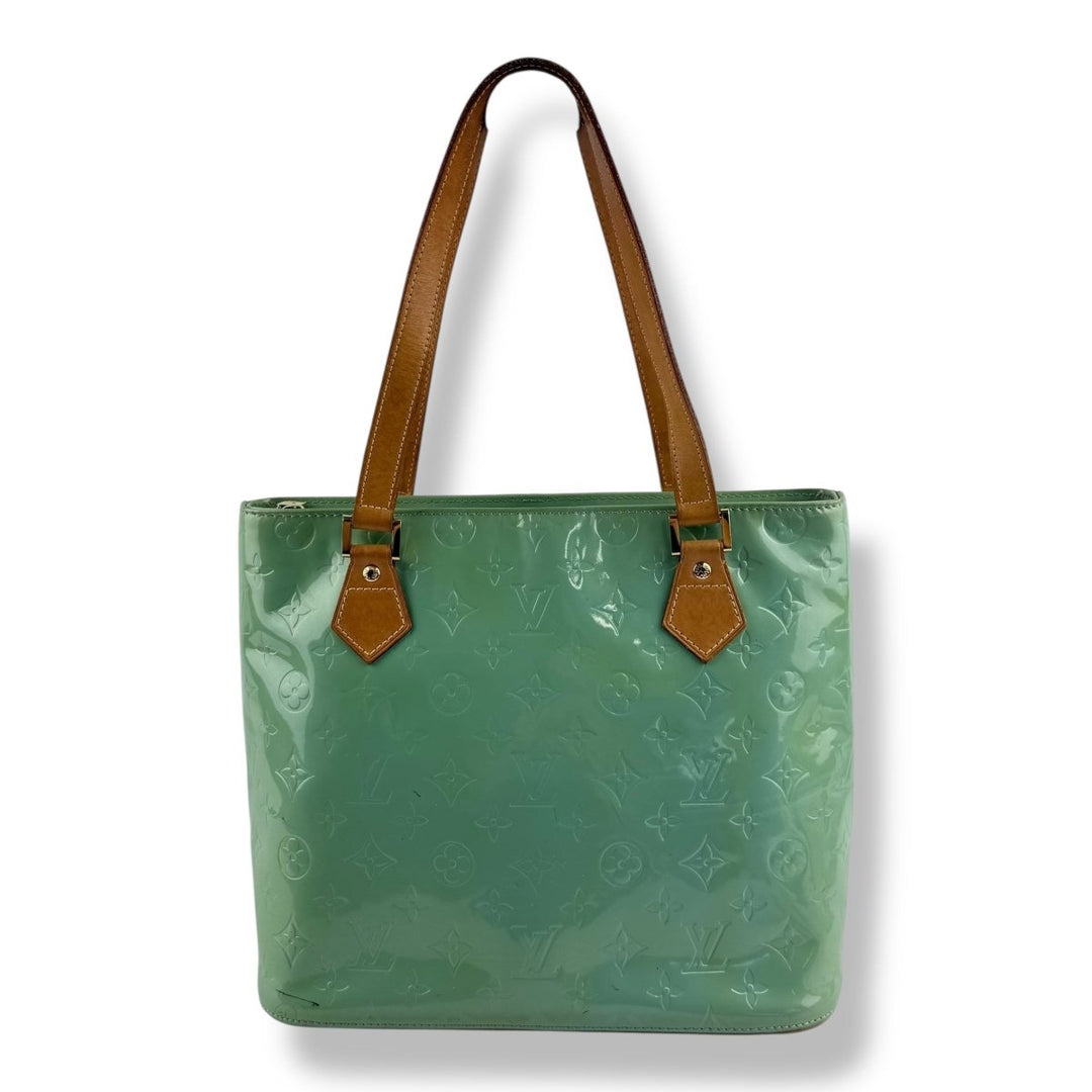 Louis Vuitton Houston Vernis Leather Mint Green Monogram Tote Bag