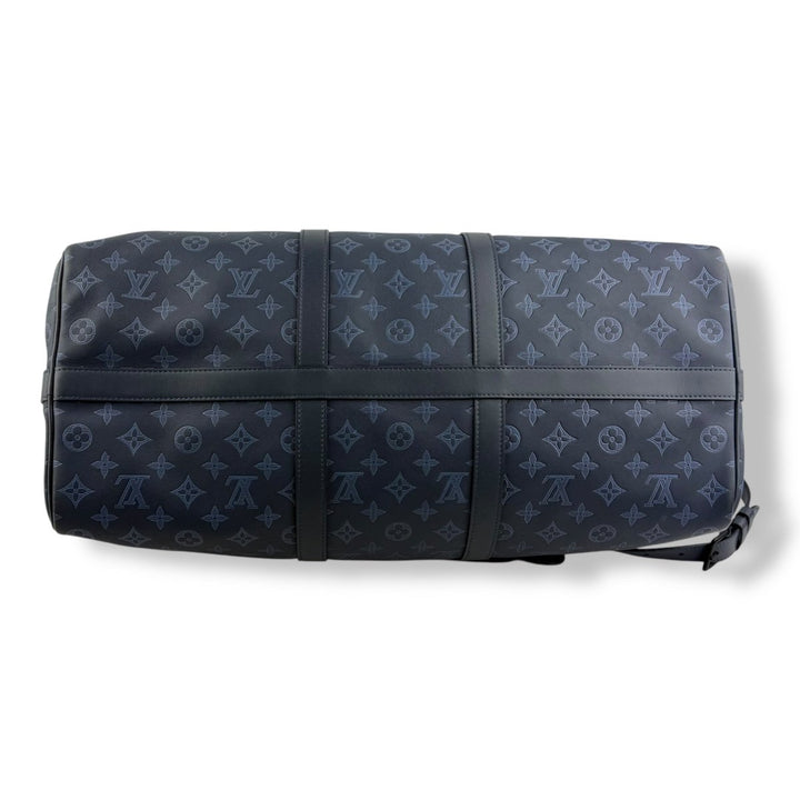 Louis Vuitton Limited Blue Shadow Monogram 50 Keepall Bandouliere Duffle Bag - Lux Central