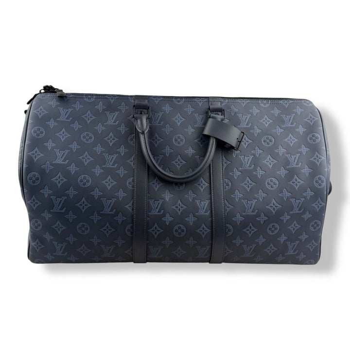 Louis Vuitton Limited Blue Shadow Monogram 50 Keepall Bandouliere Duffle Bag - Lux Central