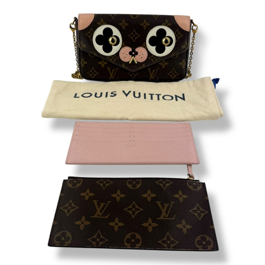 LOUIS VUITTON Limited Edition Monogram Canvas Valentine Dog Pochette Felicie Bag - Lux Central