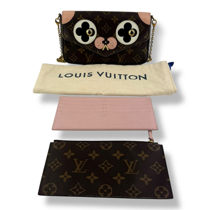 LOUIS VUITTON Limited Edition Monogram Canvas Valentine Dog Pochette Felicie Bag - Lux Central
