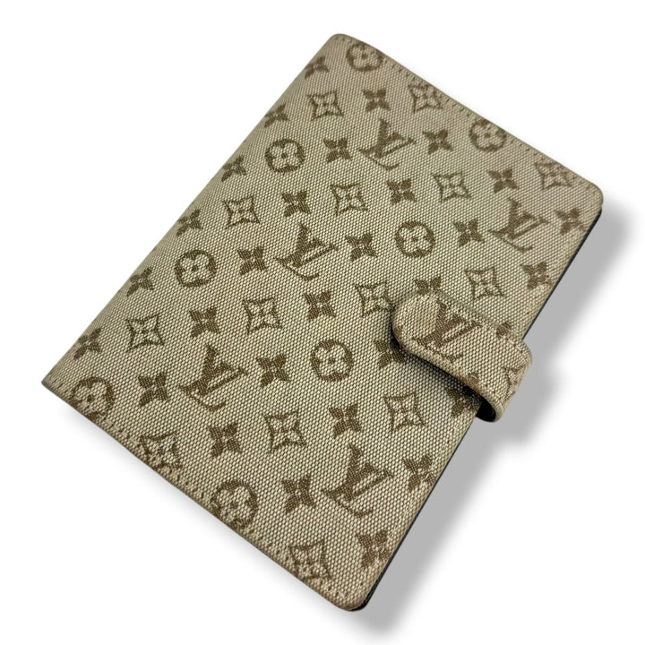 Louis Vuitton Lin Monogram Beige PM Ring Agenda Wallet - Lux Central